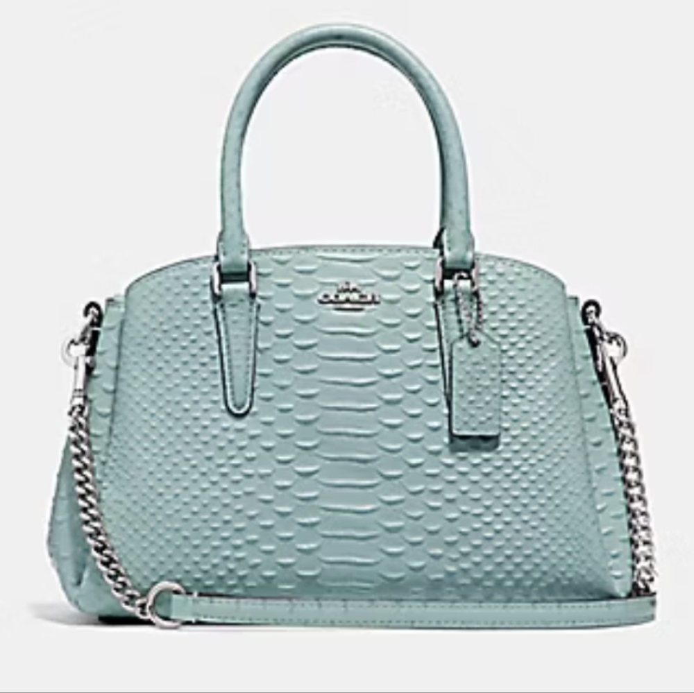 NWT Coach F73126 Seafoam Snake-embossed Leather Shoulder Crossbody Bag Purse